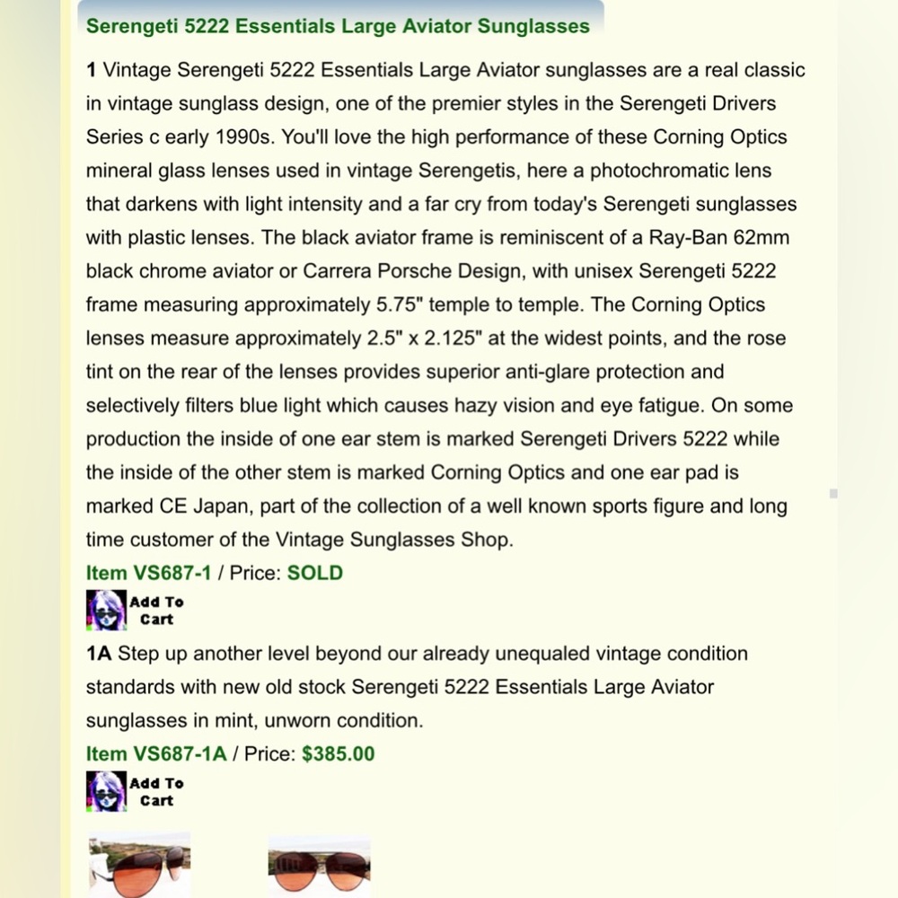 VTG SERENGETI Large Aviator 5222 PMB Rose Crystal Tone Sunglasses - Picture 16 of 16